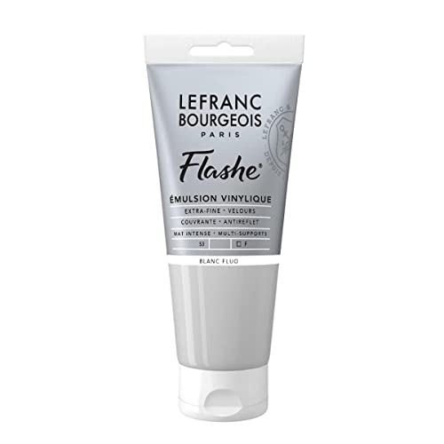 Lefranc Bourgeois 300525 Flashe Acrylfarbe & Vinylfarbe, hochpigmentiert, elastisch, lichtecht, alterungsbeständig, matt, für den Innen- & Außenbereich, 80ml Tube - Fluoweiss von Lefranc Bourgeois