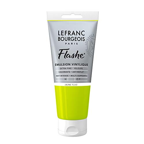 Lefranc Bourgeois 300528 Flashe Acrylfarbe & Vinylfarbe, hochpigmentiert, elastisch, lichtecht, alterungsbeständig, matt, für den Innen- & Außenbereich, 80ml Tube - Fluogelb von Lefranc Bourgeois