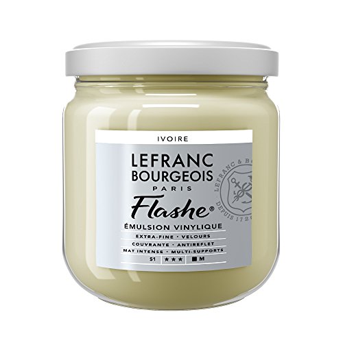 Lefranc Bourgeois 300537 Flashe Acrylfarbe & Vinylfarbe, hochpigmentiert, elastisch, lichtecht, alterungsbeständig, matt, für den Innen- & Außenbereich, 400ml Topf - Elfenbein von Lefranc Bourgeois