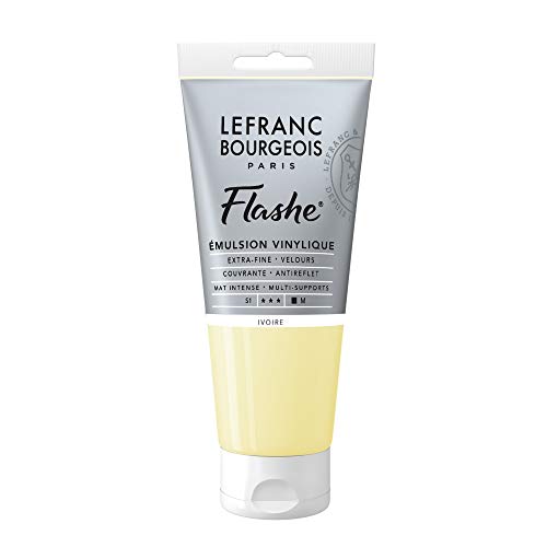 Lefranc Bourgeois 300538 Flashe Acrylfarbe & Vinylfarbe, hochpigmentiert, elastisch, lichtecht, alterungsbeständig, matt, für den Innen- & Außenbereich, 80ml Tube - Elfenbein von Lefranc Bourgeois