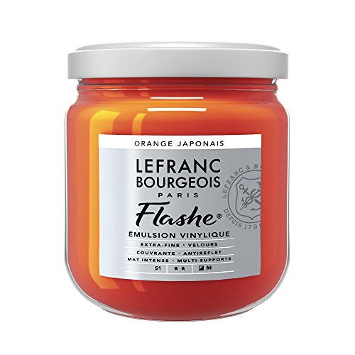 Lefranc Bourgeois 300540 Flashe Acrylfarbe & Vinylfarbe, hochpigmentiert, elastisch, lichtecht, alterungsbeständig, matt, für den Innen- & Außenbereich, 400ml Topf - Japanischorange von Lefranc Bourgeois