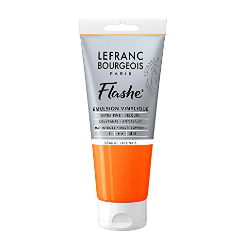 Lefranc Bourgeois 300541 Flashe Acrylfarbe & Vinylfarbe, hochpigmentiert, elastisch, lichtecht, alterungsbeständig, matt, für den Innen- & Außenbereich, 80ml Tube - Japanischorange von Lefranc Bourgeois