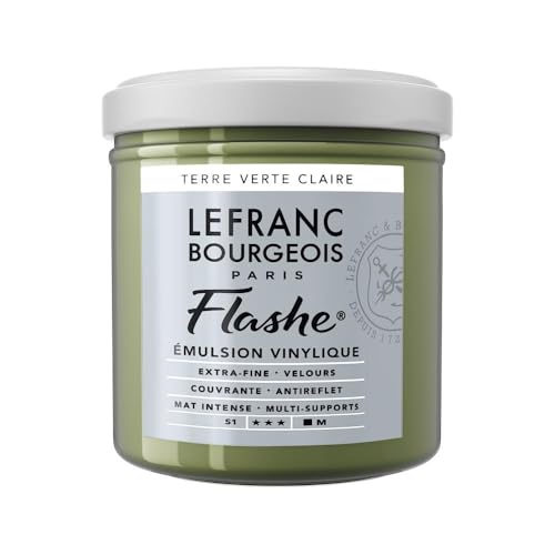 Lefranc Bourgeois 300552 Flashe Acrylfarbe & Vinylfarbe, hochpigmentiert, elastisch, lichtecht, alterungsbeständig, matt, für den Innen- & Außenbereich, 125ml Topf - Grüne Erde Hell von Lefranc Bourgeois