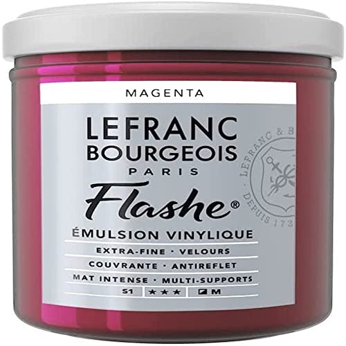 Lefranc Bourgeois 300554 Flashe Acrylfarbe & Vinylfarbe, hochpigmentiert, elastisch, lichtecht, alterungsbeständig, matt, für den Innen- & Außenbereich, 125ml Topf - Magenta von Lefranc Bourgeois