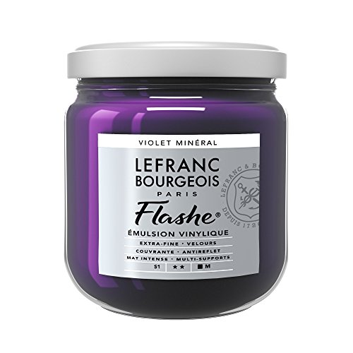 Lefranc Bourgeois 300557 Flashe Acrylfarbe & Vinylfarbe, hochpigmentiert, elastisch, lichtecht, alterungsbeständig, matt, für den Innen- & Außenbereich, 400ml Topf - Mineralviolett von Lefranc Bourgeois