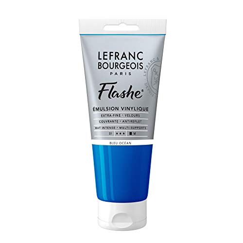 Lefranc Bourgeois 300568 Flashe Acrylfarbe & Vinylfarbe, hochpigmentiert, elastisch, lichtecht, alterungsbeständig, matt, für den Innen- & Außenbereich, 80ml Tube - Ozeanblau von Lefranc Bourgeois