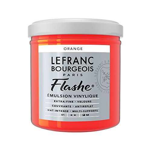 Lefranc Bourgeois 300569 Flashe Acrylfarbe & Vinylfarbe, hochpigmentiert, elastisch, lichtecht, alterungsbeständig, matt, für den Innen- & Außenbereich, 125ml Topf - Orange von Lefranc Bourgeois