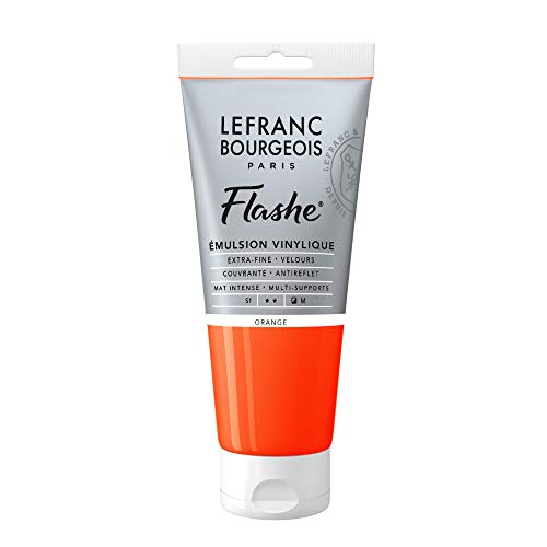 Lefranc Bourgeois 300570 Flashe Acrylfarbe & Vinylfarbe, hochpigmentiert, elastisch, lichtecht, alterungsbeständig, matt, für den Innen- & Außenbereich, 80ml Tube - Orange von Lefranc Bourgeois