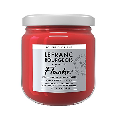 Lefranc Bourgeois 300572 Flashe Acrylfarbe & Vinylfarbe, hochpigmentiert, elastisch, lichtecht, alterungsbeständig, matt, für den Innen- & Außenbereich, 400ml Topf - Orientrot von Lefranc Bourgeois