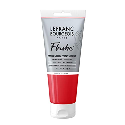 Lefranc Bourgeois 300573 Flashe Acrylfarbe & Vinylfarbe, hochpigmentiert, elastisch, lichtecht, alterungsbeständig, matt, für den Innen- & Außenbereich, 80ml Tube - Orientrot von Lefranc Bourgeois