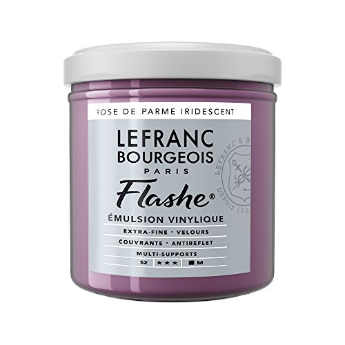 Lefranc Bourgeois 300576 Flashe Acrylfarbe & Vinylfarbe, hochpigmentiert, elastisch, lichtecht, alterungsbeständig, matt, für den Innen- & Außenbereich, 125ml Topf - Irisierendes Parmarosa von Lefranc Bourgeois