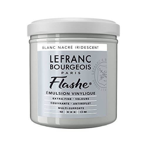 Lefranc Bourgeois 300582 Flashe Acrylfarbe & Vinylfarbe, hochpigmentiert, elastisch, lichtecht, alterungsbeständig, matt, für den Innen- & Außenbereich, 125ml Topf - Perlweiß Irisierend von Lefranc Bourgeois