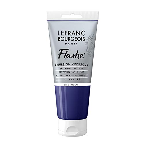 Lefranc Bourgeois 300586 Flashe Acrylfarbe & Vinylfarbe, hochpigmentiert, elastisch, lichtecht, alterungsbeständig, matt, für den Innen- & Außenbereich, 80ml Tube - Hoggarblau von Lefranc Bourgeois