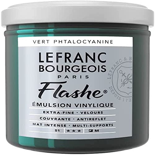 Lefranc Bourgeois 300587 Flashe Acrylfarbe & Vinylfarbe, hochpigmentiert, elastisch, lichtecht, alterungsbeständig, matt, für den Innen- & Außenbereich, 125ml Topf - Phthalozyaningrün von Lefranc Bourgeois