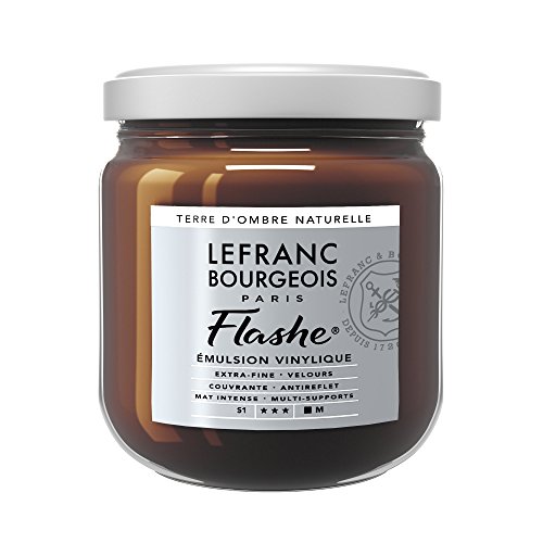 Lefranc Bourgeois 300601 Flashe Acrylfarbe & Vinylfarbe, hochpigmentiert, elastisch, lichtecht, alterungsbeständig, matt, für den Innen- & Außenbereich, 400ml Topf - Umbra Natur von Lefranc Bourgeois