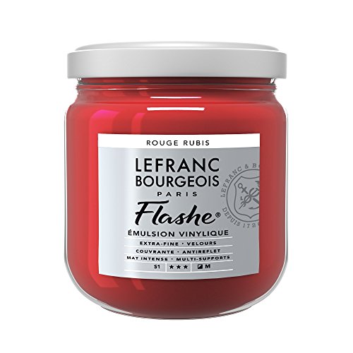 Lefranc Bourgeois 300614 Flashe Acrylfarbe & Vinylfarbe, hochpigmentiert, elastisch, lichtecht, alterungsbeständig, matt, für den Innen- & Außenbereich, 400ml Topf - Rubinrot von Lefranc Bourgeois