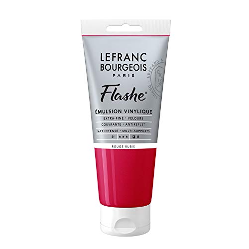 Lefranc Bourgeois 300615 Flashe Acrylfarbe & Vinylfarbe, hochpigmentiert, elastisch, lichtecht, alterungsbeständig, matt, für den Innen- & Außenbereich, 80ml Tube - Rubinrot von Lefranc Bourgeois