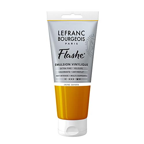 Lefranc Bourgeois 300618 Flashe Acrylfarbe & Vinylfarbe, hochpigmentiert, elastisch, lichtecht, alterungsbeständig, matt, für den Innen- & Außenbereich, 80ml Tube - Saharagelb von Lefranc Bourgeois