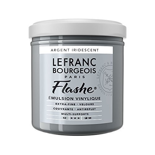 Lefranc Bourgeois 300622 Flashe Acrylfarbe & Vinylfarbe, hochpigmentiert, elastisch, lichtecht, alterungsbeständig, matt, für den Innen- & Außenbereich, 125ml Topf - Irisierendes Silber von Clairefontaine
