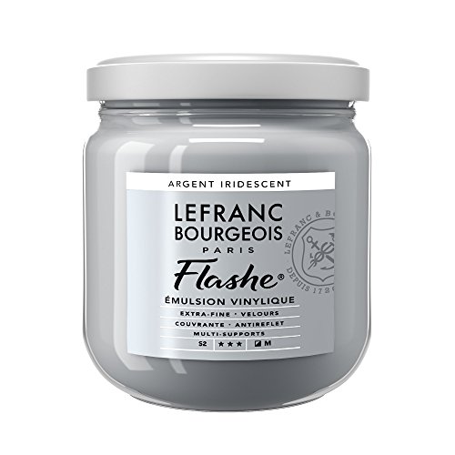 Lefranc Bourgeois 300623 Flashe Acrylfarbe & Vinylfarbe, hochpigmentiert, elastisch, lichtecht, alterungsbeständig, matt, für den Innen- & Außenbereich, 400ml Topf - Irisierendes Silber von Lefranc Bourgeois