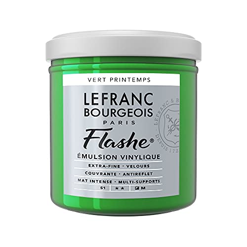 Lefranc Bourgeois 300625 Flashe Acrylfarbe & Vinylfarbe, hochpigmentiert, elastisch, lichtecht, alterungsbeständig, matt, für den Innen- & Außenbereich, 125ml Topf - Frühlingsgrün von Lefranc Bourgeois