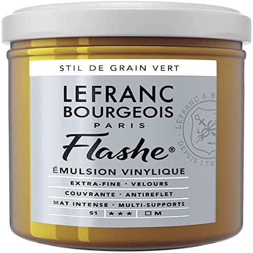 Lefranc Bourgeois 300628 Flashe Acrylfarbe & Vinylfarbe, hochpigmentiert, elastisch, lichtecht, alterungsbeständig, matt, für den Innen- & Außenbereich, 125ml Topf - Strukturiertes Grün von Lefranc Bourgeois