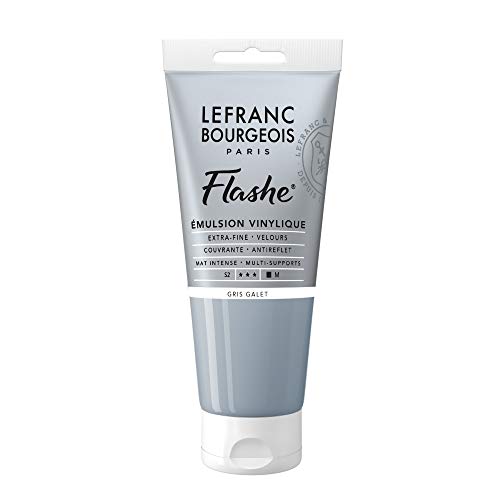 Lefranc Bourgeois 300633 Flashe Acrylfarbe & Vinylfarbe, hochpigmentiert, elastisch, lichtecht, alterungsbeständig, matt, für den Innen- & Außenbereich, 80ml Tube - Kieselsteingrau von Lefranc Bourgeois