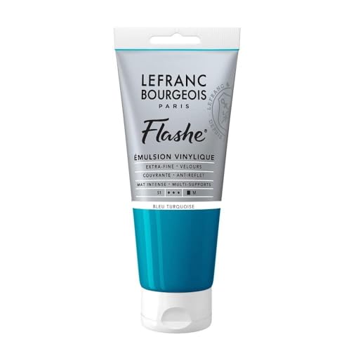 Lefranc Bourgeois 300636 Flashe Acrylfarbe & Vinylfarbe, hochpigmentiert, elastisch, lichtecht, alterungsbeständig, matt, für den Innen- & Außenbereich, 80ml Tube - Türkisblau von Lefranc Bourgeois