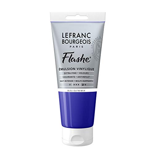 Lefranc Bourgeois 300639 Flashe Acrylfarbe & Vinylfarbe, hochpigmentiert, elastisch, lichtecht, alterungsbeständig, matt, für den Innen- & Außenbereich, 80ml Tube - Ultramarinblau von Lefranc Bourgeois