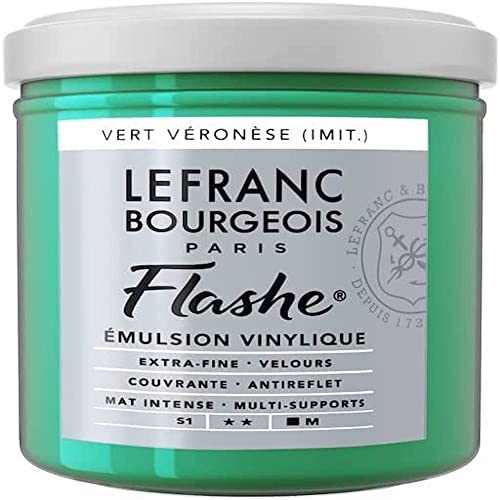 Lefranc Bourgeois 300647 Flashe Acrylfarbe & Vinylfarbe, hochpigmentiert, elastisch, lichtecht, alterungsbeständig, matt, für den Innen- & Außenbereich, 125ml Topf - Veronesergrün Farbton von Lefranc Bourgeois