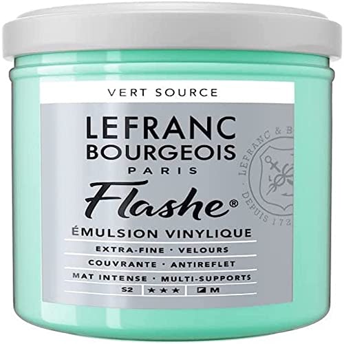 Lefranc Bourgeois 300651 Flashe Acrylfarbe & Vinylfarbe, hochpigmentiert, elastisch, lichtecht, alterungsbeständig, matt, für den Innen- & Außenbereich, 125ml Topf - Quellgrün von Canson