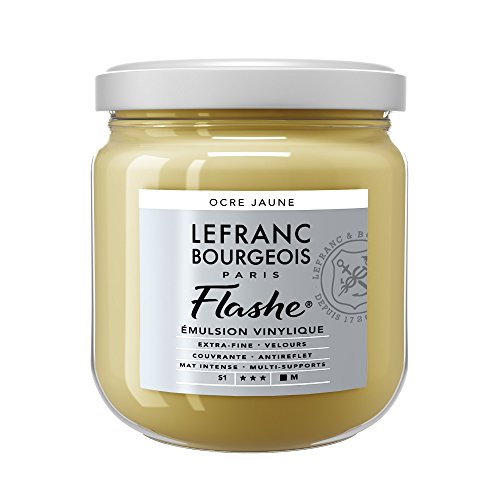 Lefranc Bourgeois 300654 Flashe Acrylfarbe & Vinylfarbe, hochpigmentiert, elastisch, lichtecht, alterungsbeständig, matt, für den Innen- & Außenbereich, 400ml Topf - Gelber Ocker von Lefranc Bourgeois