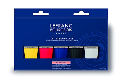 Lefranc Bourgeois 300684 Fine Acrylfarbe - LB Acryl Fine 5x80ml Set , Set, cremige Acrylfarbe auf Wasserbasis, schnell trocknend, lichtecht, wasserfest von Lefranc Bourgeois