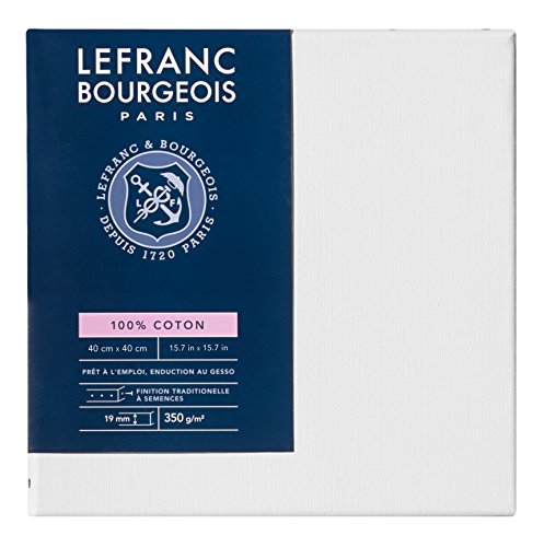 Lefranc & Bourgeois 111143 Keilrahmen Serie - Klassisch, 100 % Baumwolle, 350g/m², Archivqualität, säurefrei für erhöhte Haltbarkeit, grundiert - 40x40cm von Lefranc Bourgeois