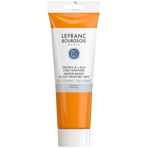 Lefranc & Bourgeois 188219 Linoldruckfarbe auf Wasserbasis, wischfest, geschmeidig für Hochdrucktechniken in der 250ml Tube - Orange von Lefranc Bourgeois