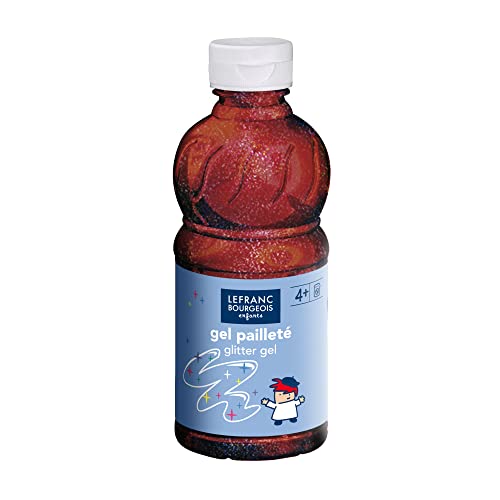 Lefranc & Bourgeois 188397 Kinder Glitterfarbe - Glittergel auf Temperabasis, abwaschbar, Plakatfarbe in 250ml Flasche - Rot von Lefranc Bourgeois