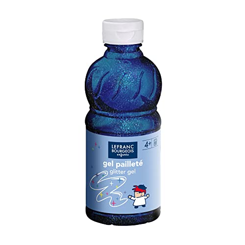 Lefranc & Bourgeois 188399 Kinder Glitterfarbe - Glittergel auf Temperabasis, abwaschbar, Plakatfarbe in 250ml Flasche - Blau von Lefranc Bourgeois