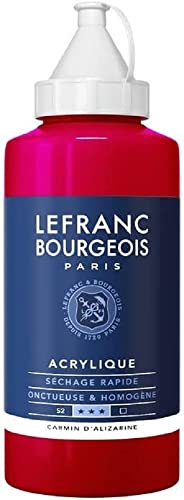 Lefranc Bourgeois 300346 Fine Acrylfarbe - Alizarin Karmin, 750ml Flasche, cremige Acrylfarbe auf Wasserbasis, schnell trocknend, lichtecht, wasserfest von Lefranc Bourgeois