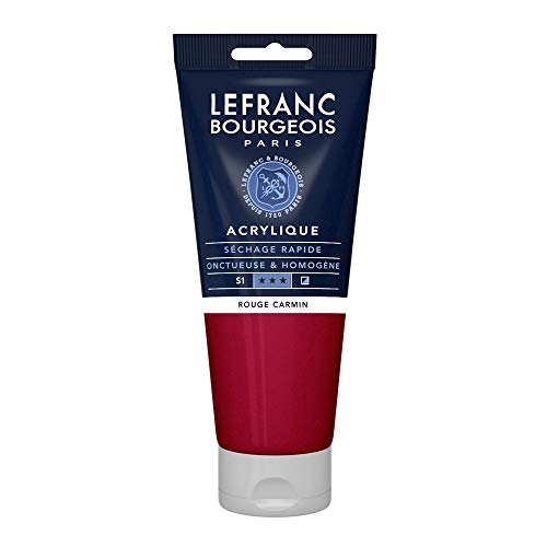 Lefranc Bourgeois 300357 Fine Acrylfarbe - Karminrot, 200ml Tube, cremige Acrylfarbe auf Wasserbasis, schnell trocknend, lichtecht, wasserfest von Lefranc Bourgeois