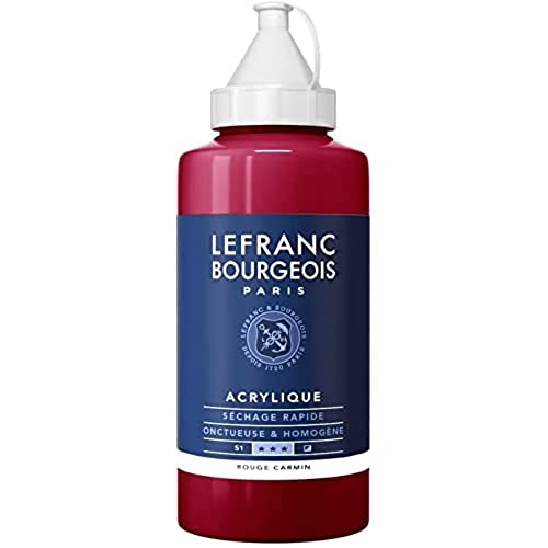 Lefranc Bourgeois 300358 Fine Acrylfarbe - Karminrot, 750ml Flasche, cremige Acrylfarbe auf Wasserbasis, schnell trocknend, lichtecht, wasserfest von Lefranc Bourgeois