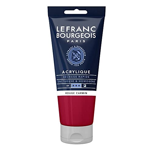 Lefranc Bourgeois 300359 Fine Acrylfarbe - Karminrot, 80ml Tube, cremige Acrylfarbe auf Wasserbasis, schnell trocknend, lichtecht, wasserfest von Lefranc Bourgeois