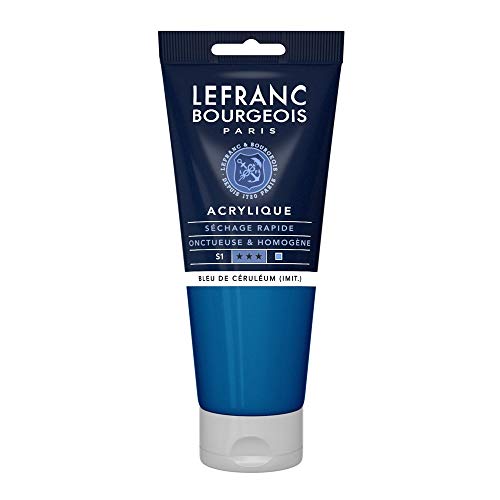 Lefranc Bourgeois 300360 Fine Acrylfarbe - Cölinblau Farbton, 200ml Tube, cremige Acrylfarbe auf Wasserbasis, schnell trocknend, lichtecht, wasserfest von Lefranc Bourgeois