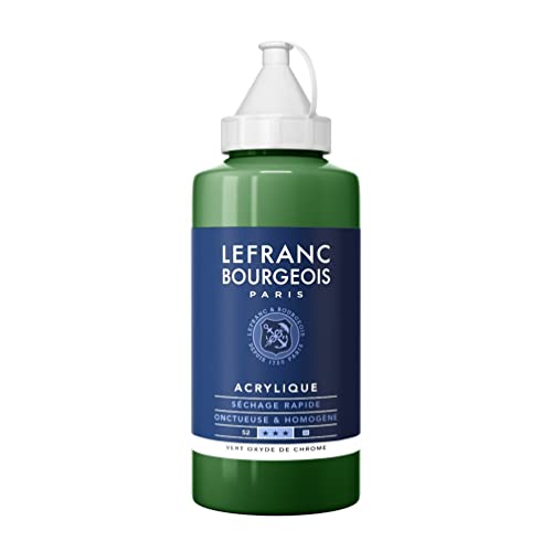 Lefranc Bourgeois 300370 Fine Acrylfarbe - Chromoxydgrün, 750ml Flasche, cremige Acrylfarbe auf Wasserbasis, schnell trocknend, lichtecht, wasserfest von Lefranc Bourgeois