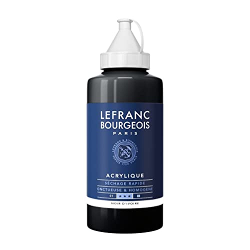 Lefranc Bourgeois 300375 Fine Acrylfarbe - Elfenbeinschwarz, 750ml Flasche, cremige Acrylfarbe auf Wasserbasis, schnell trocknend, lichtecht, wasserfest von Lefranc Bourgeois