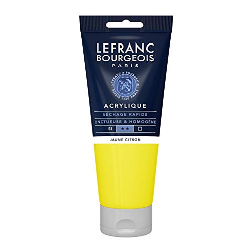 Lefranc Bourgeois 300377 Fine Acrylfarbe - Zitronengelb, 200ml Tube, cremige Acrylfarbe auf Wasserbasis, schnell trocknend, lichtecht, wasserfest von Lefranc Bourgeois