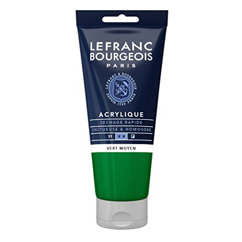 Lefranc Bourgeois 300392 Fine Acrylfarbe - Grün Mittel, 80ml Tube, cremige Acrylfarbe auf Wasserbasis, schnell trocknend, lichtecht, wasserfest von Lefranc Bourgeois