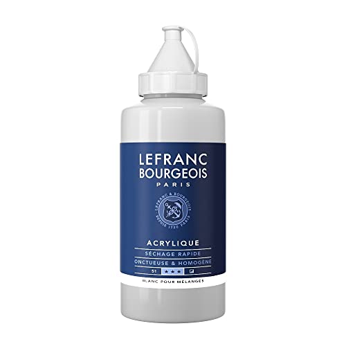 Lefranc Bourgeois 300394 Fine Acrylfarbe - Mischweiss, 750ml Flasche, cremige Acrylfarbe auf Wasserbasis, schnell trocknend, lichtecht, wasserfest von Lefranc Bourgeois