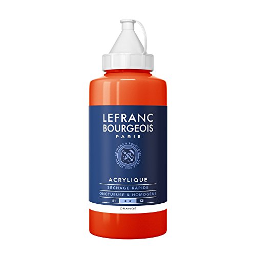 Lefranc Bourgeois 300402 Fine Acrylfarbe - Orange, 750ml Flasche, cremige Acrylfarbe auf Wasserbasis, schnell trocknend, lichtecht, wasserfest von Lefranc Bourgeois