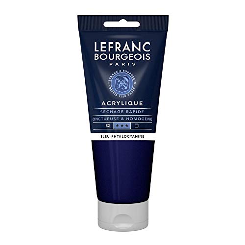 Lefranc Bourgeois 300408 Fine Acrylfarbe - Phthalozyaninblau, 200ml Tube, cremige Acrylfarbe auf Wasserbasis, schnell trocknend, lichtecht, wasserfest von Lefranc Bourgeois
