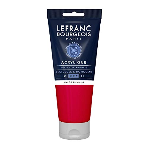 Lefranc Bourgeois 300416 Fine Acrylfarbe - Primärrot, 200ml Tube, cremige Acrylfarbe auf Wasserbasis, schnell trocknend, lichtecht, wasserfest von Lefranc Bourgeois